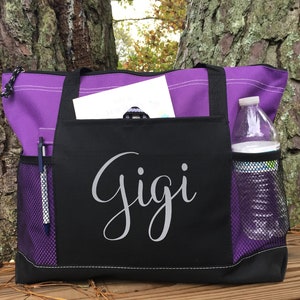 Gigi Gifts, Tote Bag Personalized, Tote Bag Personalized With Zipper, Canvas Tote Bag For Women, Canvas Tote Bag Personalized image 4