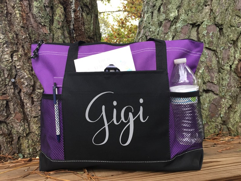 Gigi Gifts, Tote Bag Personalized, Tote Bag Personalized With Zipper, Canvas Tote Bag For Women, Canvas Tote Bag Personalized image 4