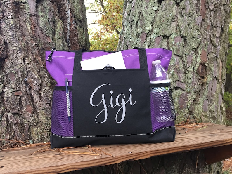 Gigi Gifts, Tote Bag Personalized, Tote Bag Personalized With Zipper, Canvas Tote Bag For Women, Canvas Tote Bag Personalized image 1