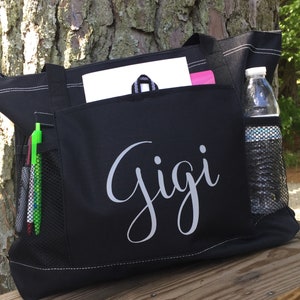 Gigi Gifts, Tote Bag Personalized, Tote Bag Personalized With Zipper, Canvas Tote Bag For Women, Canvas Tote Bag Personalized image 8