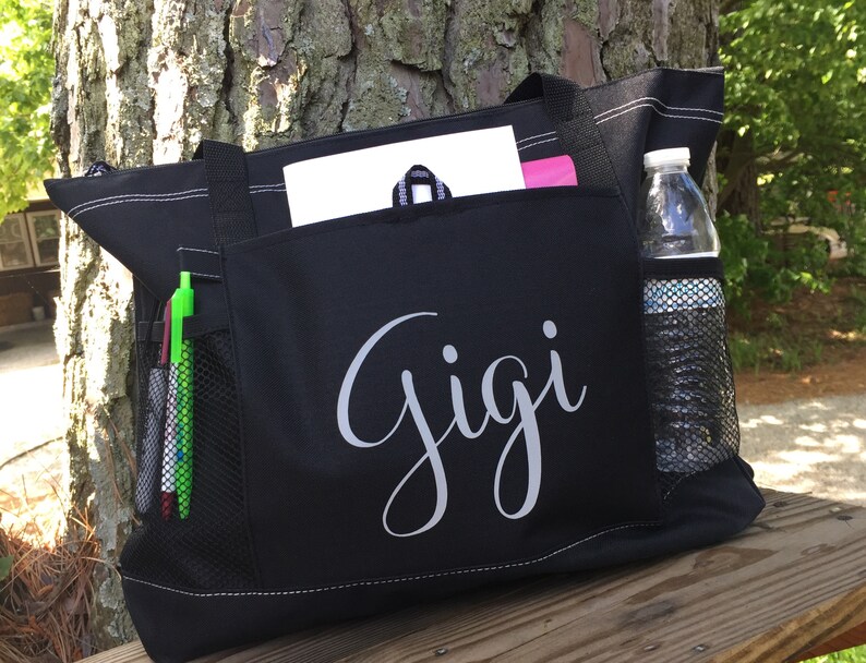 Gigi Gifts, Tote Bag Personalized, Tote Bag Personalized With Zipper, Canvas Tote Bag For Women, Canvas Tote Bag Personalized image 8
