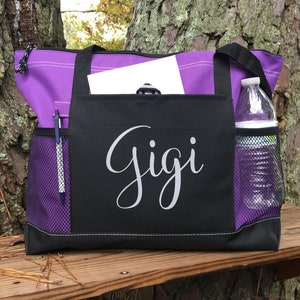 Gigi Gifts, Tote Bag Personalized, Tote Bag Personalized With Zipper, Canvas Tote Bag For Women, Canvas Tote Bag Personalized image 3