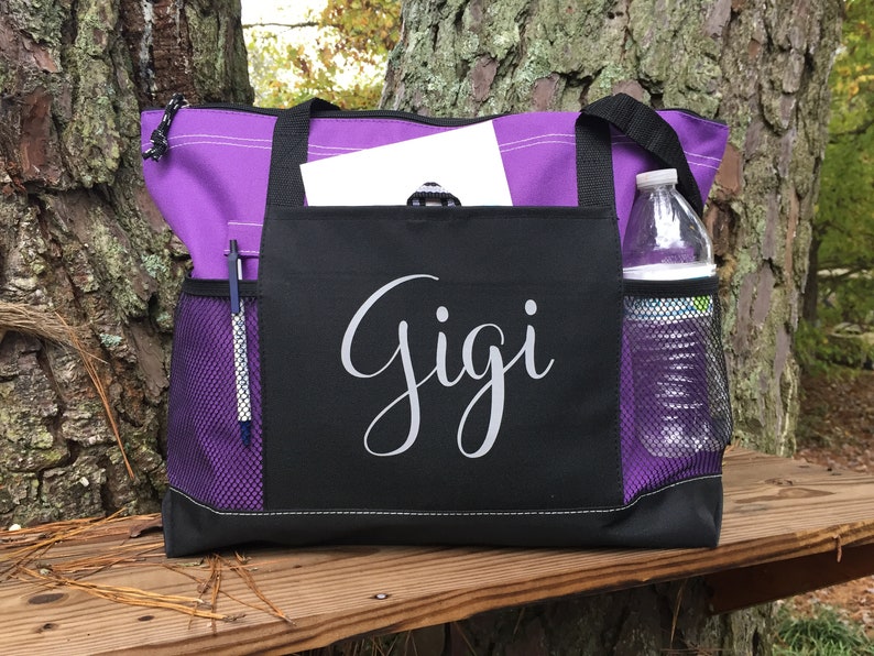 Gigi Gifts, Tote Bag Personalized, Tote Bag Personalized With Zipper, Canvas Tote Bag For Women, Canvas Tote Bag Personalized image 3