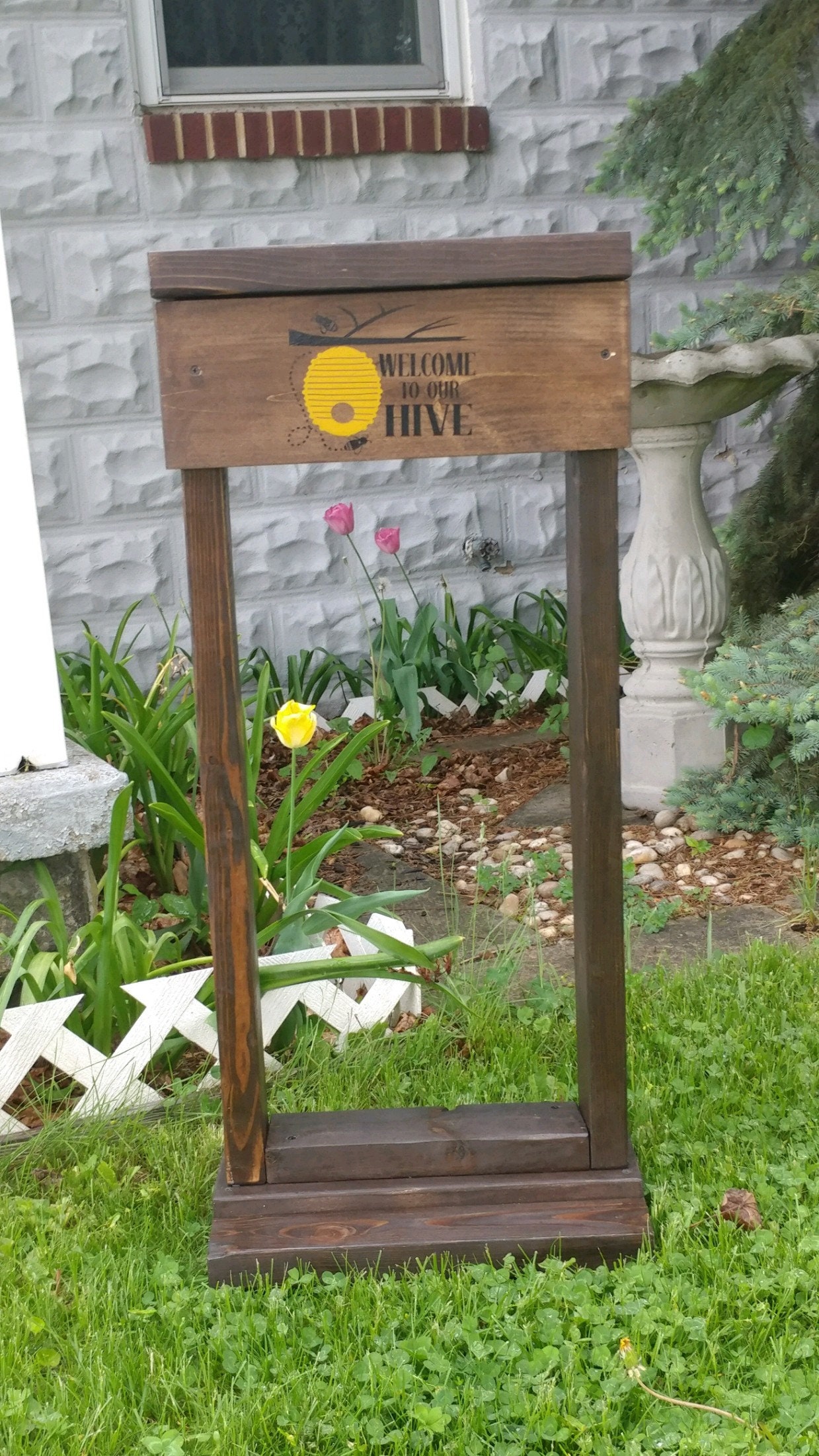 Personalized Wooden Plant Stand. Outdoor Wood Decor. Patio Etsy