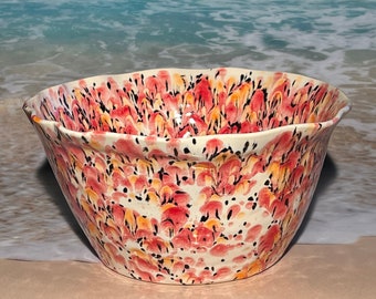 Handmade Ceramic Centerpiece Bowl, Pottery Bowl, Decorative Bowl, Colorful Bowl, Orange Bowl, Ceramic Bowl, Wedding Gift, Anniversary Gift