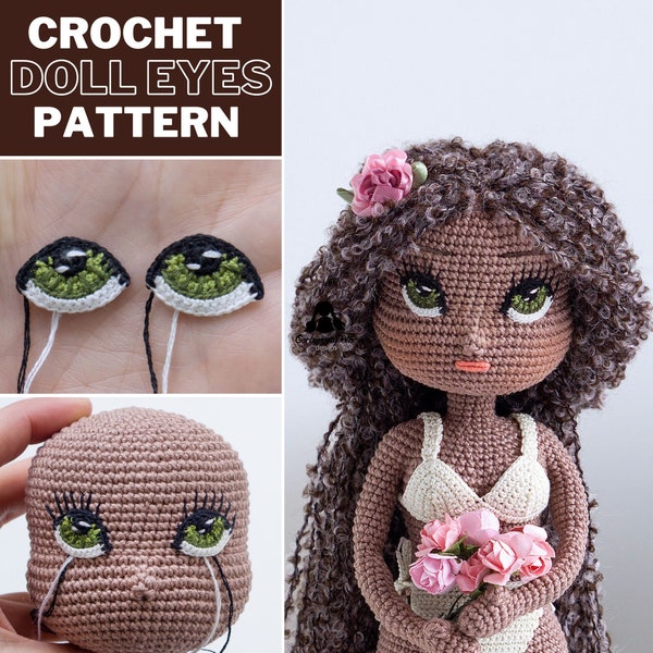 Crochet Eyes Pattern - Doll eyes (English PDF), photo tutorial, instant download