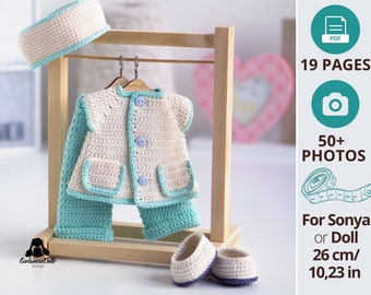 Crochet Doll Clothes Pattern - Doctor/Nurse outfit set for Sonya (English PDF), instant download