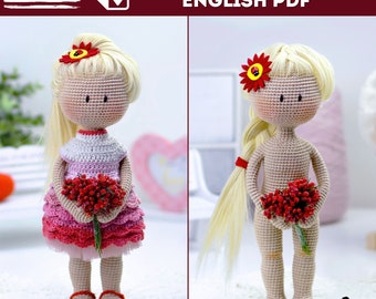 Crochet Doll Pattern with clothes, Amigurumi Doll Pattern 10 Inch, Doll Base Crochet Doll Pattern, English Crochet PDF, Crochet Gift Pattern