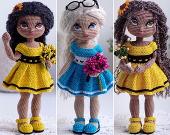 Modèle de poupée au crochet Amigurumi, tutoriel de fabrication de poupée, modèle de vêtements de poupée au crochet, modèle cadeau au crochet, modèle de poupée de 30 cm, PDF anglais