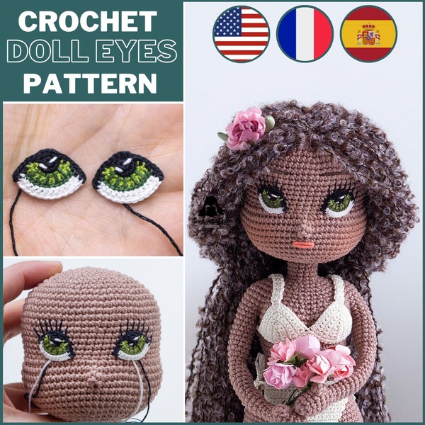 Crochet Eyes Pattern Amigurumi, Crochet Doll Eyes for Crochet Doll, PDF photo tutorial, instant download