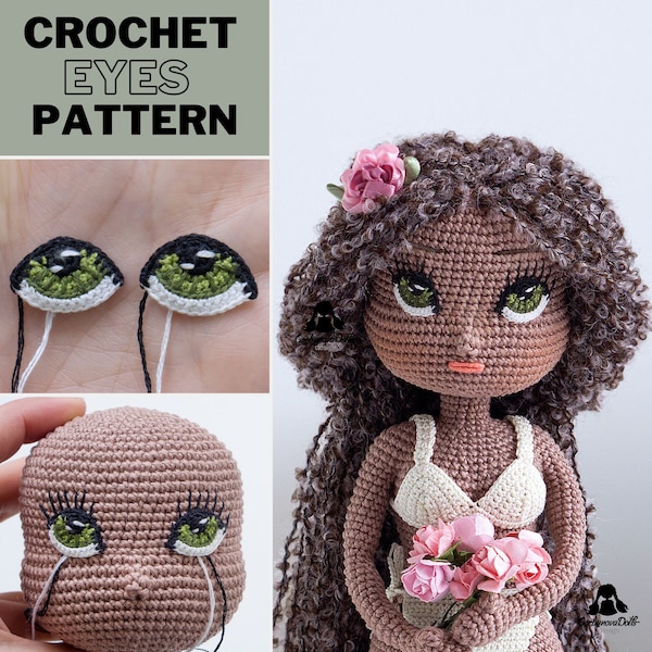 Crochet Eyes Pattern - Doll eyes (English PDF), photo tutorial, instant download