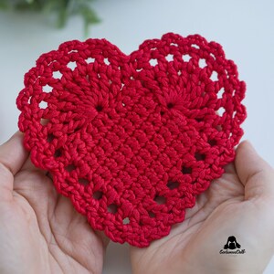 Crochet Heart Coaster Pattern for Valentine's day (PDF in English), crochet heart pattern, valentine pattern, instant download