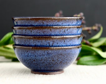 Set of 4 Tiny Opal Blue Bowls