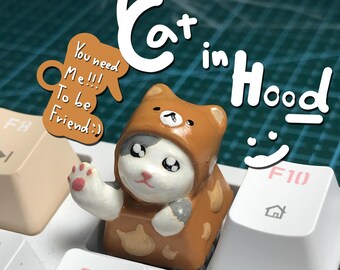 Kawaii Rilakkuma Cat Artisan Keycap | Handmade Cute Bear Resin Keycap for Mechanical Keyboard (Cherry MX Switch) | Custom Gift