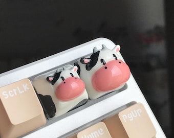 Handmade Cow Resin Keycap | Harvest Farm Theme | Kawaii Animal Keycap | Custom Gamer Gift | Cherry MX Switch