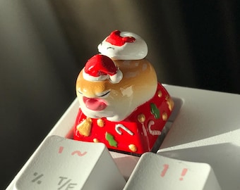 Handmade Resin Artisan Keycap: Santa Frog Christmas Keycap | Cute Kawaii ESC Key (1U) for Mechanical Keyboard | Xmas Gift Cherry MX Switch