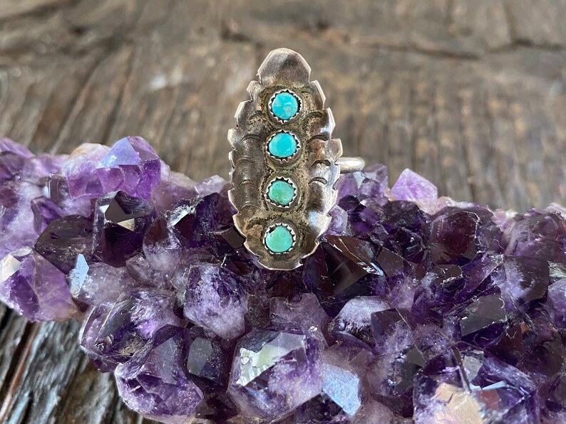 Old shops Pawn Turquoise Leaf Ring