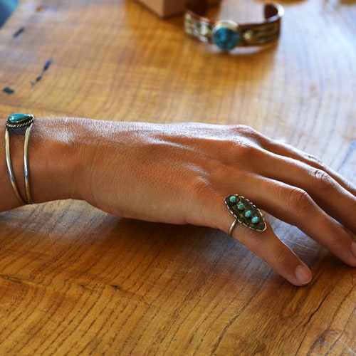 Old shops Pawn Turquoise Leaf Ring