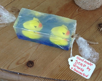 Hecho a mano de pato sin aroma y pato bar jabón para niños y baños de burbujas