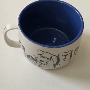 Anthropologie Matte Stoneware Dog Person Mug Puppy Black White Blue 12 oz image 3
