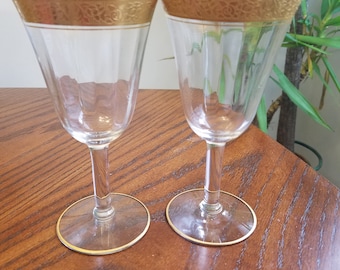 2 Tiffin Glass Rambler Rose Wine Glasses Optic Rays