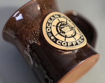 Deneen Hand Thrown Pottery Mug Cup Ocean City Coffee Co Brown