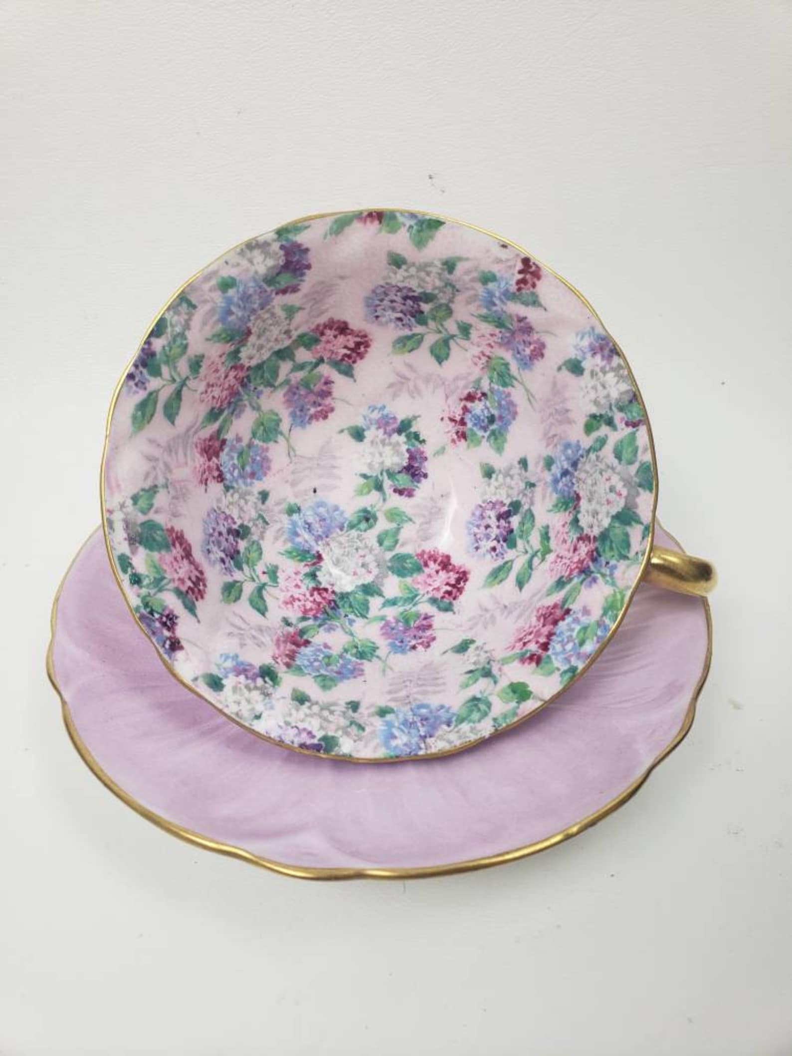 Shelley Porcelain Oleander Pink Chintz Teacup and Saucer Etsy