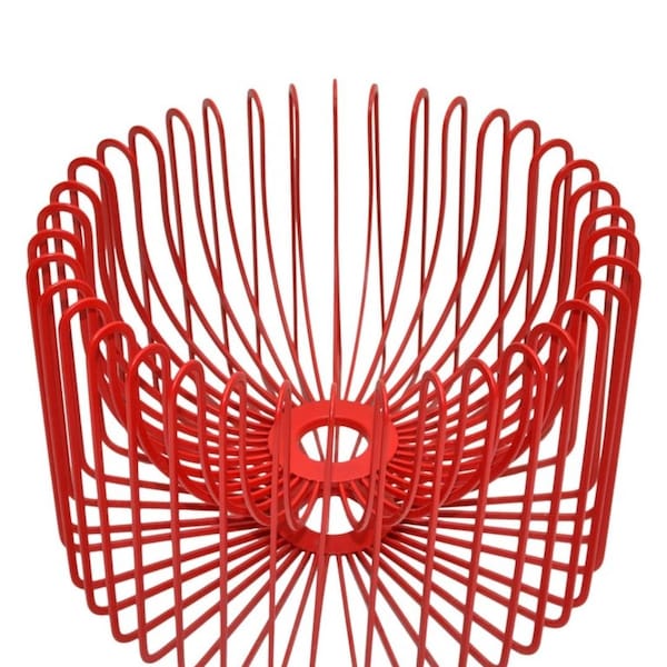 MCM Unique Scandinavian Modern Sculptural Red Metal Bowl Centerpiece Made in Sweden 1980s Eye Catching