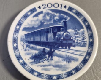 2001 Royal Copenhagen Denmark Mini Plate Bandholm Veteranbane, The Old Train at Bandholm