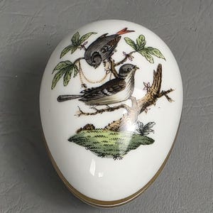 Herend Hungary Rothschild Bird and Butterflies Porcelain Egg Handpainted