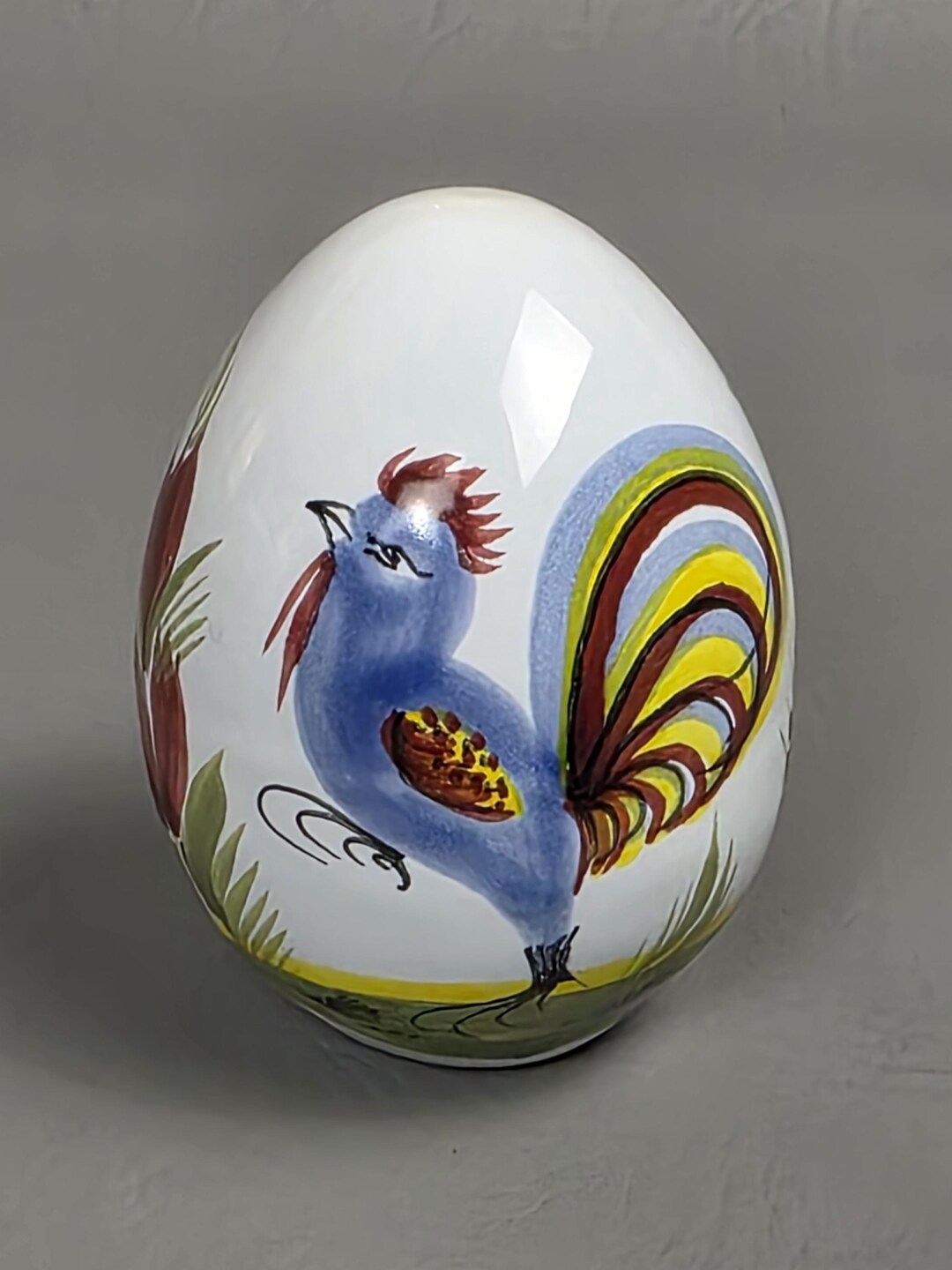 Oeuf décoratif Henriot Quimper Jardin d'été Coq France France