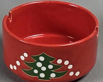 Vintage Waechtersbach Red Christmas Tree Ashtray W Germany Never Used Holiday Decor