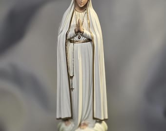 Our Lady of Fatima Pilgrim with Crown Statue Chalkware 11 Inches Tall