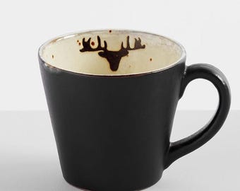 Pottery Barn Rustic Reindeer Terracotta Mugs Set of 4 DISCONTINUED