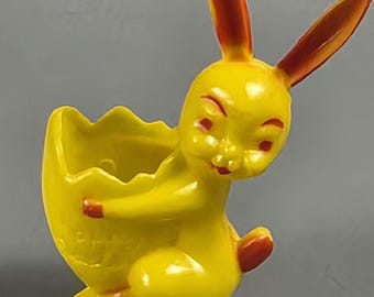 Vintage Rosbro Celluloid Plastic Easter Bunny Rabbit Candy Container