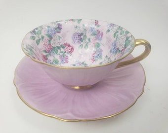 Shelley Porcelain Oleander Pink Chintz Teacup And Saucer England