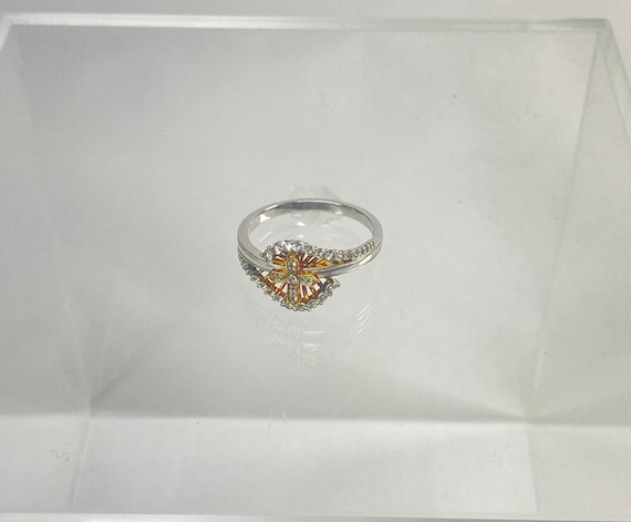 Sterling Silver Hypoallergenic Gold Cross Ring with Crystal Accent Size 10 View 2