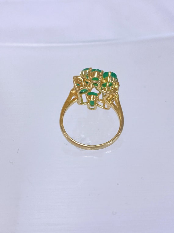 Solid 14K Yellow Gold Oval Emerald Natural Diamon… - image 3