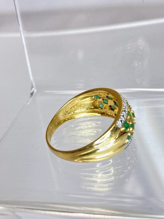 Vintage 14K Yellow Gold Emerald & Diamond Wedding… - image 4