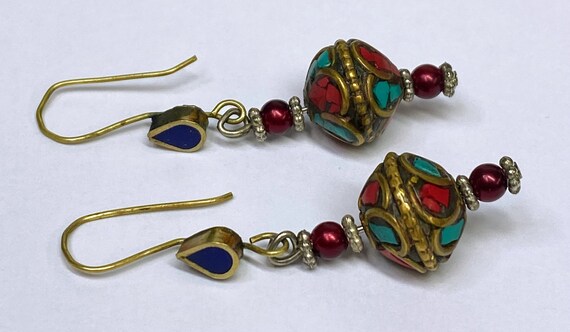 Native American Mosaic Inlay Multi-Color 2" Dangl… - image 3