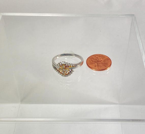 Sterling Silver Hypoallergenic Gold Cross Ring with Crystal Accent Size 10 View 6
