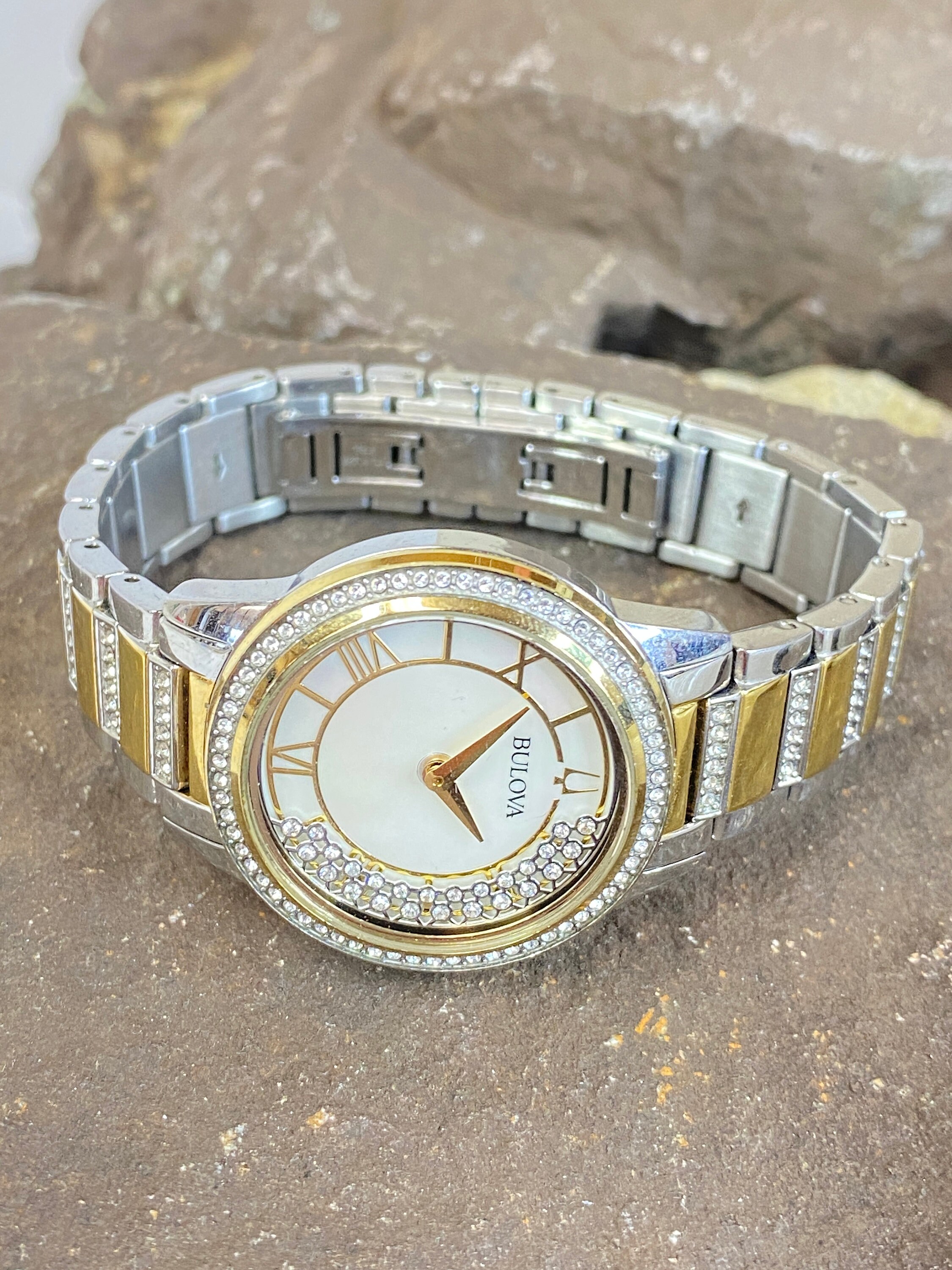 Bulova Crystal Accent TurnStyle Two Tone Stainless Steel Ladies Watch Bulova Women main image 4