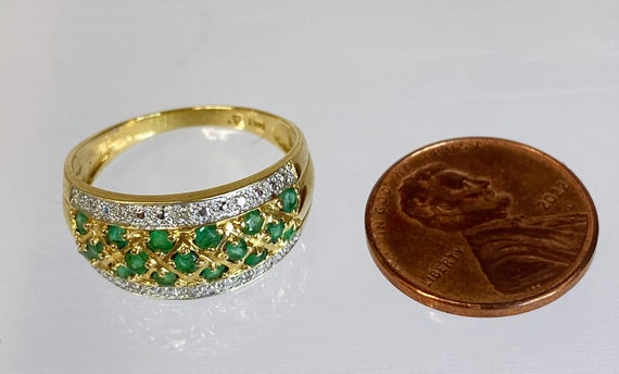 Vintage 14K Yellow Gold Emerald & Diamond Wedding… - image 2