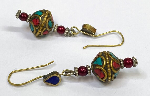 Native American Mosaic Inlay Multi-Color 2" Dangl… - image 7