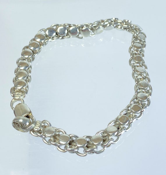 Heavy Solid Sterling Silver 7mm Double Link Chain… - image 1