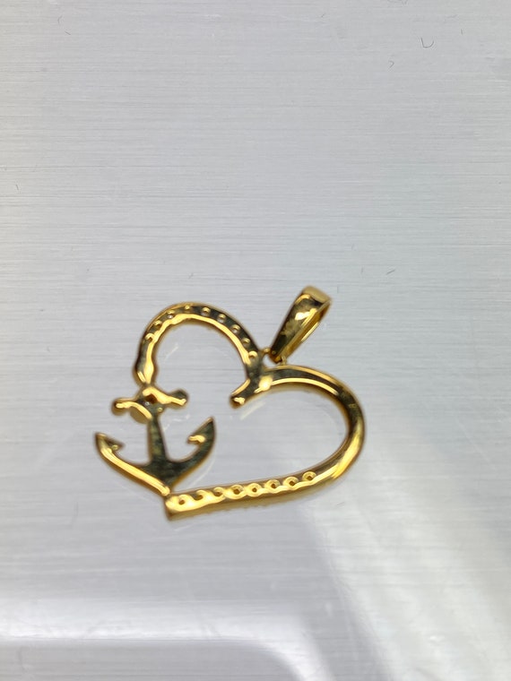 10K Yellow Gold Heart Anchor Cross 1/5 Carat Diam… - image 5