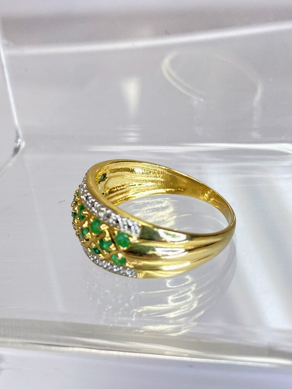 Vintage 14K Yellow Gold Emerald & Diamond Wedding… - image 6