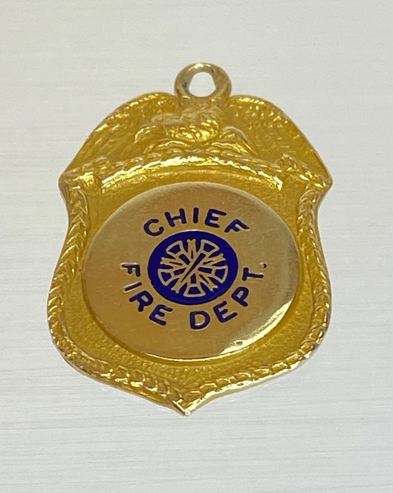 Vintage 14K Yellow Gold Fire Department Chief Badg