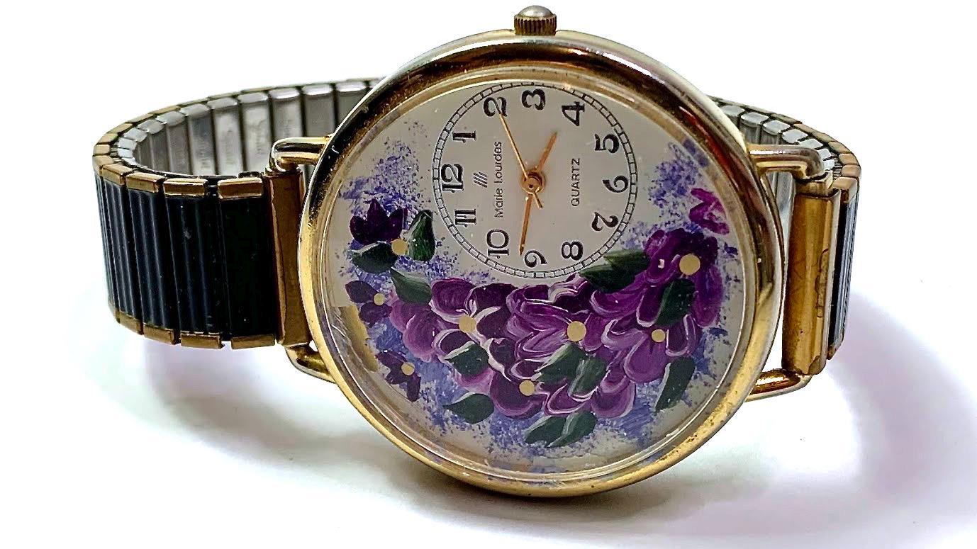 Vintage Floral Marie Lourdes Quartz Movement Watch Face Speidel Spring Band Etsy