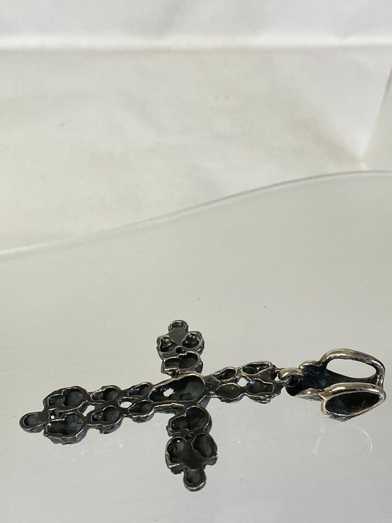 Sterling Silver Gothic Skull Cross Pendant Crown … - image 5